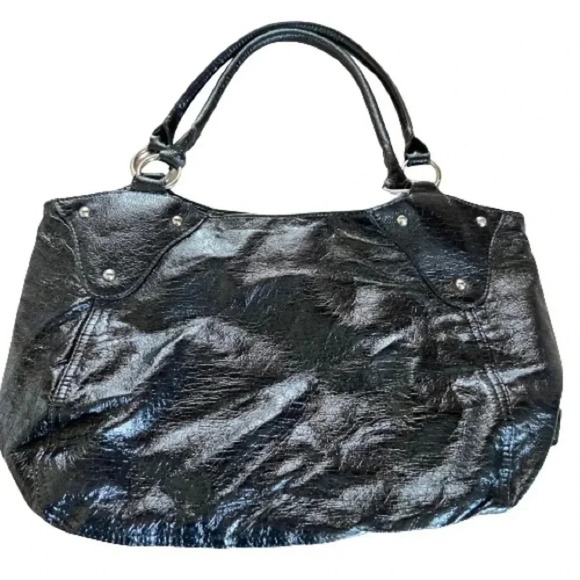 ALDO BLACK SHOULDER VINYL  BAG - Picture 1 of 15